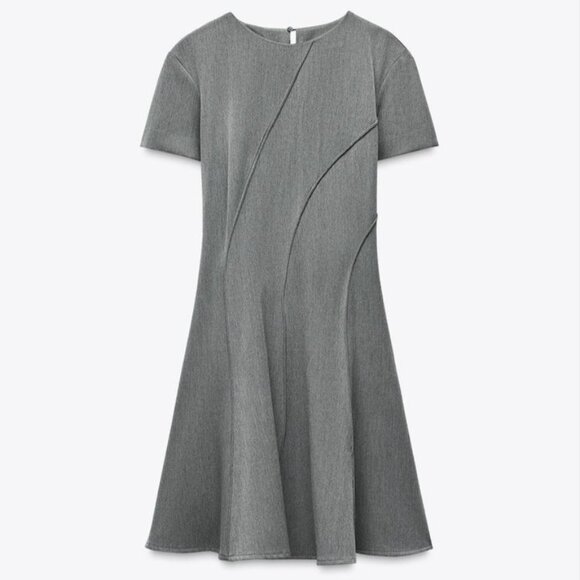 ZARA Gray Draped Midi Dress – Size XL – New With Tags (2121/023/811) 🩶 - Picture 5 of 16